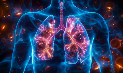 Medical Doctor Analyzes Lungs X-Rays, Lung Cancer Diagnosis Concept - Professional Healthcare Specialist Examines Digital Radiography Scans for Disease Detection - obrazy, fototapety, plakaty