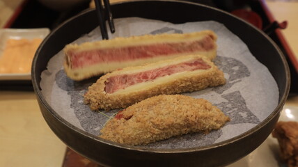 The katsu curry is grilled and ready to eat.