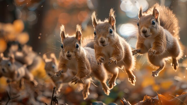 Watch as a group of acrobatic squirrels scamper up and down trees in this charming 4K wallpaper. Their bushy tails and playful antics will bring a touch of joy to your screen.