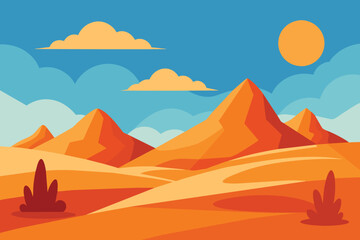 Desert landscape background vector design - obrazy, fototapety, plakaty