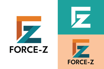 Logo ready elegant simple creative brand identity company corporate cafe fashion food initial F Z letter word  mark sign modern