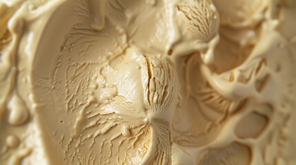 close up of caramel icecream after scooping 