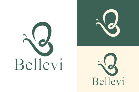 Logo ready elegant simple creative brand identity company corporate cafe fashion food initial B butterfly letter word  mark sign modern