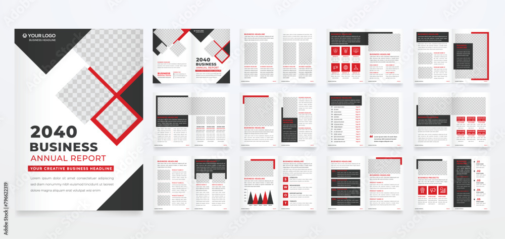 Wall mural set of minimalist business brochure template with simple style and modern layout
