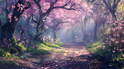 Beautiful spring walk in the magic forest in April 