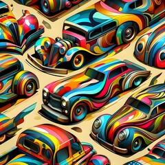 Vibrant Abstract Vehicles Colorful and Creative Transportation Concepts