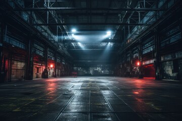 Old Abandoned Warehouse Used for Underground Techno Party Raves, Lowered Dacne Floor