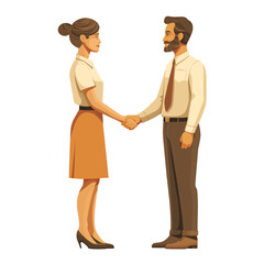 A man shakes a woman's hand, a flat illustration isolated on a white background
