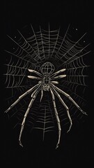 spider on black background - obrazy, fototapety, plakaty