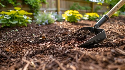 Preparing Garden Bed with Mulch for Healthy Soil and Vibrant Plants in Backyard Landscaping