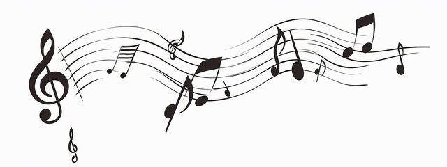 musical notes on a white background. musical concept, art sound element black background isolate