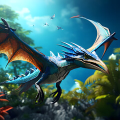Pteranodon living in the air , ai-generatet