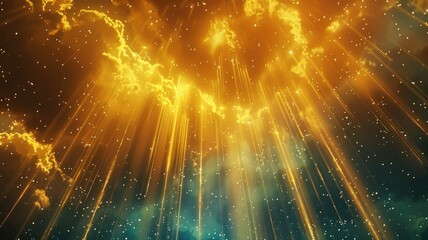 Brilliant gold streams flowing through space - Streaming gold light flows through a cosmic space, creating a sense of dynamic movement and energy