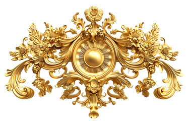 Golden vintage acanthus leaves ornament vector illustration on white background