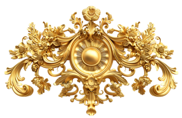 Golden vintage acanthus leaves ornament vector illustration on white background