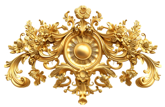 Golden vintage acanthus leaves ornament vector illustration on white background