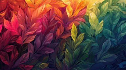 .KSrainbow_of_leaves_vibrant_colors detailed hyper 