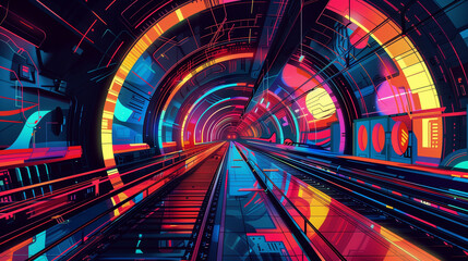 a colorful futuristic illustration