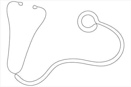 recommend clip art: Continuous one line art drawing of stethoscope vector art illustration