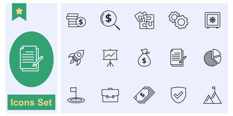 Finance and business icon set symbol collection, logo isolated vector illustration