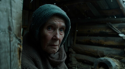 old woman with Longing: Aching heart, wistful sighs, yearning for distant horizons. - obrazy, fototapety, plakaty