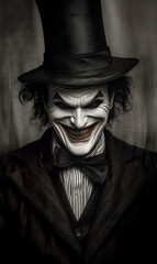 A crazy joker smiling