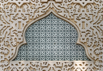 Arabic Muslim architectural decoration. Islamic traditional architecture arabesque pattern arch...
