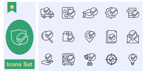 Check Mark Approve concept icon set symbol collection, logo isolated vector illustration