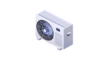 A simple isometric icon of an air conditioner, white background