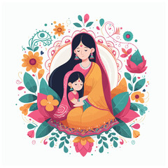 Indian mothers day vector illustration 