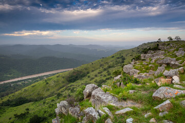 Port St Johns, umzimvubu river view from mount thesiger in the Transkei or Wild Coast region of South Africa 