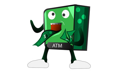 funny cartoon zombie ATM 
