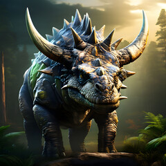 Triceratops living in the forest, ai-generatet - 796648387