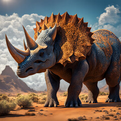 Triceratops living in the forest, ai-generatet - 796648505