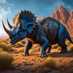 Triceratops living in the forest, ai-generatet - 796648538