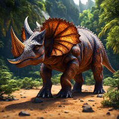 Triceratops living in the forest, ai-generatet - 796648715