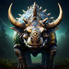 Triceratops living in the forest, ai-generatet - 796648916