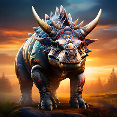 Triceratops living in the forest, ai-generatet - 796648919
