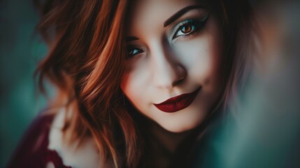 Fototapeta premium Selbstsicheres Auftreten: Porträt einer Frau mit roten Haaren