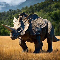 Triceratops living in the forest, ai-generatet - 796649158