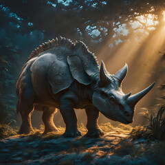 Triceratops living in the forest, ai-generatet - 796649581