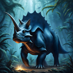Triceratops living in the forest, ai-generatet - 796649701
