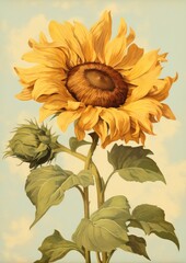 Clsoe up on pale sunflower painting plant inflorescence - obrazy, fototapety, plakaty