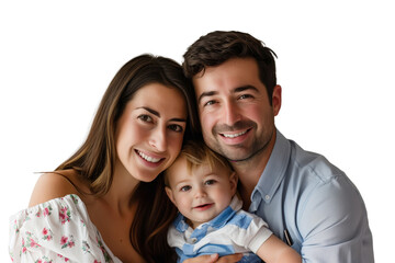 Family father mother son daughter kid studio photo transparent background