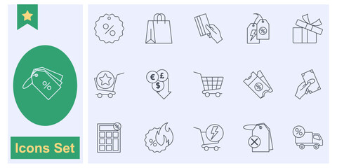 discount icon set symbol collection, logo isolated vector illustration
