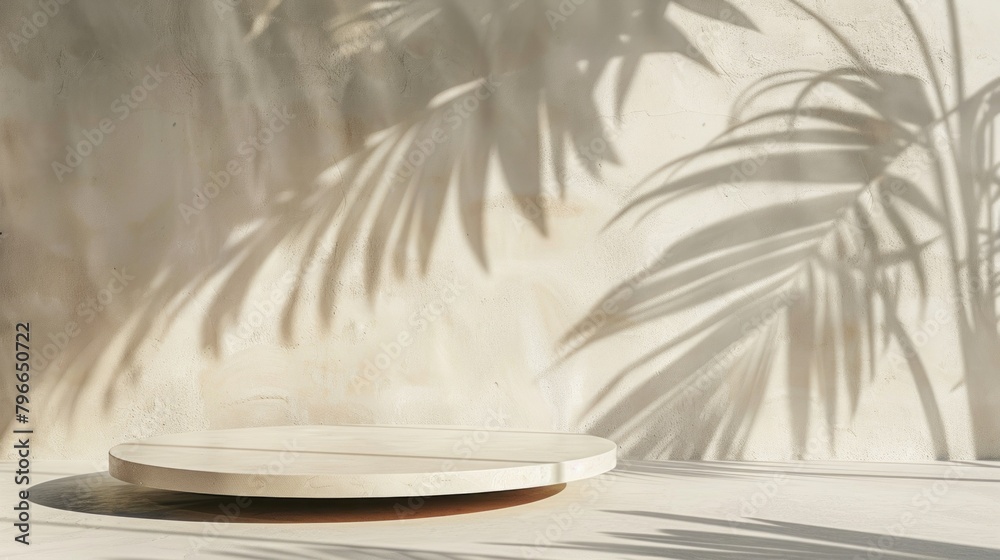Poster A round table with a palm tree in the background