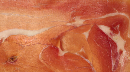 Thinly sliced jamon, top view