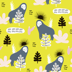 Seamless pattern with gorillas. Vector illustration