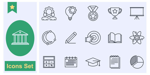 education icon set symbol collection, logo isolated vector illustration