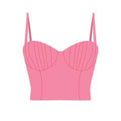 Stylish pink top. Women's summer casual wear. Color flat vector illustration isolated on white background. Hand-drawn style.